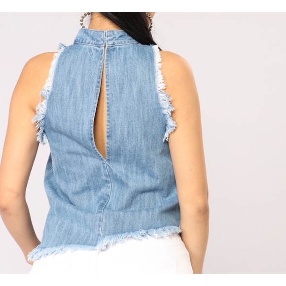 Frayed mock neck top - Picture 3 of 4